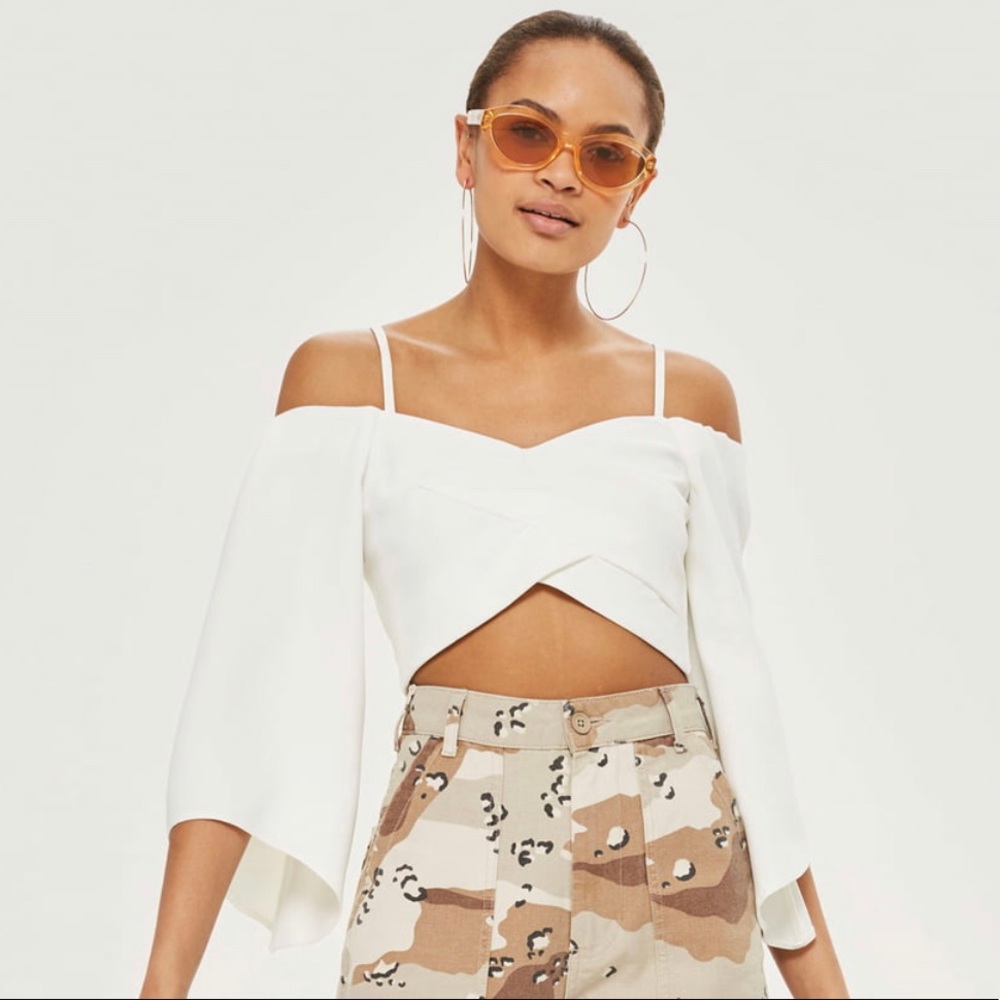 Topshop Off Shoulder Cropped Blouse